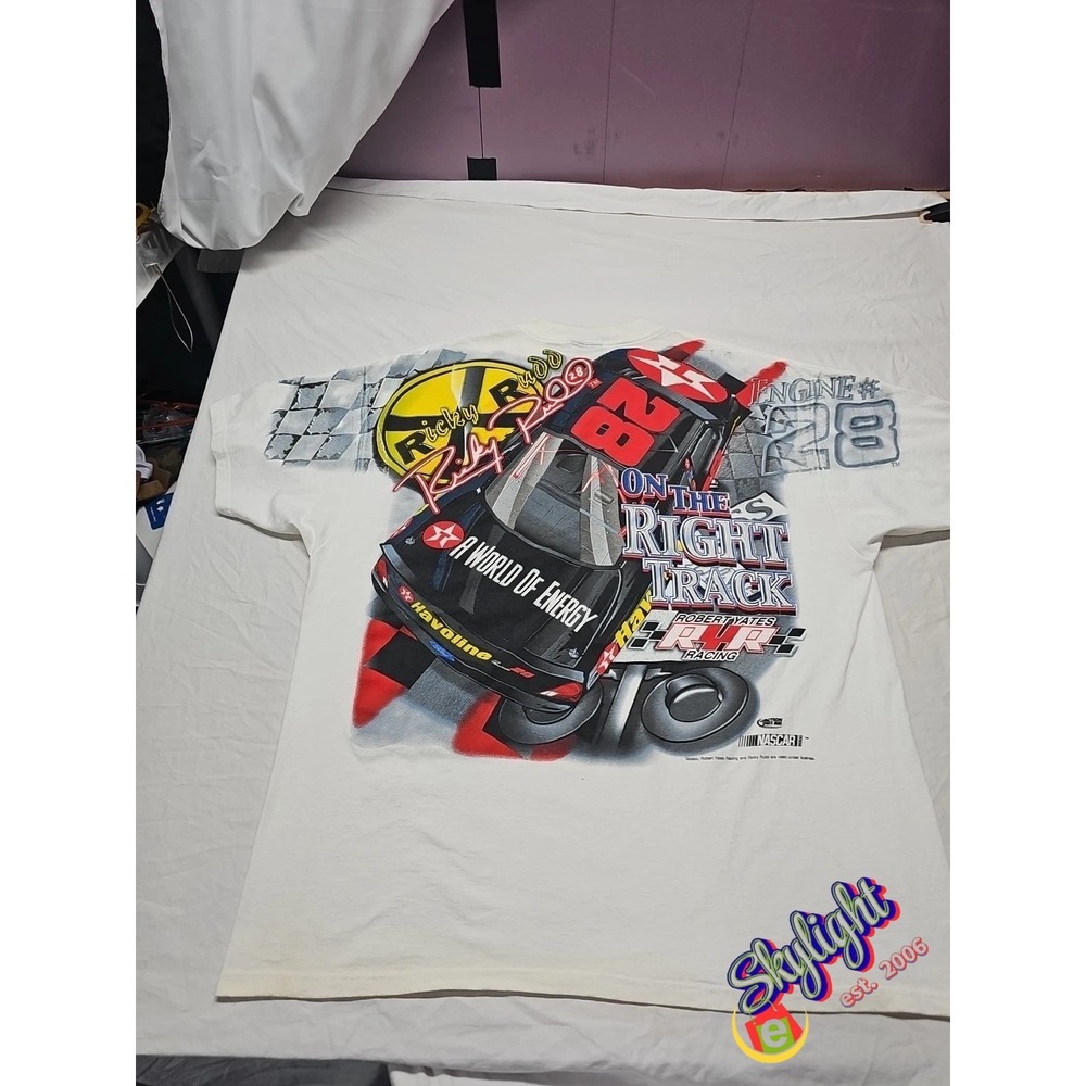 Chase Authentics Mens White Vtg Ricky Rudd T Shirt‎ Nascar Racing 2xl